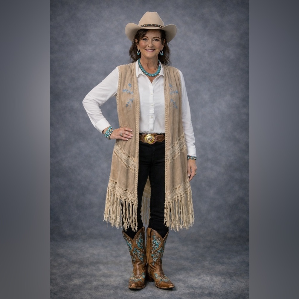 Umgee Boho Fringe Embroidered Tunic Top Western Festival Gauze
